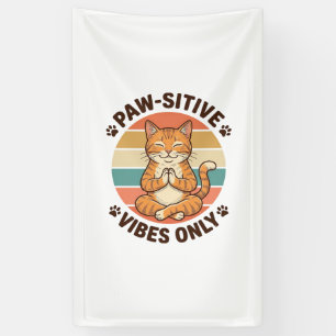 Paw-Sitive Vibes Only Meditierende Katze Retro-Des Banner