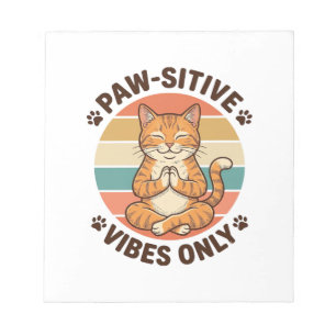 Paw-Sitive Vibes Only Meditierende Katze Retro-Des Notizblock