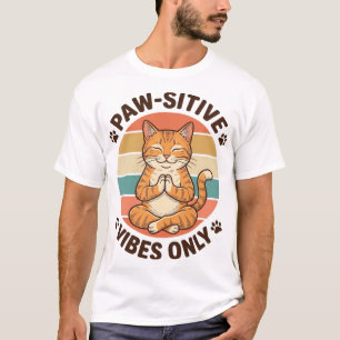 Paw-Sitive Vibes Only Meditierende Katze Retro-Des T-Shirt