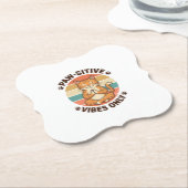 Paw-Sitive Vibes Only Meditierende Katze Retro-Des Untersetzer (angewinkelt)