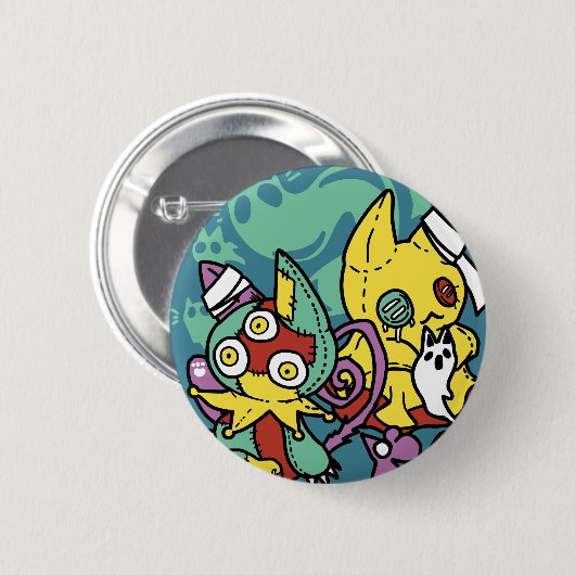 Paw-sitively Frightful | Monstrous Cats Halloween Button (Vorne & Hinten)