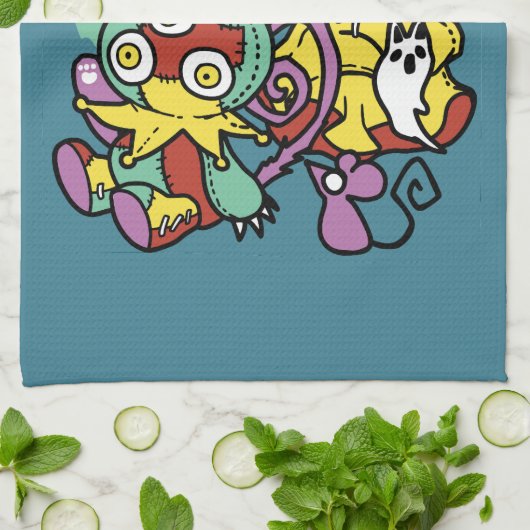 Paw-sitively Frightful | Monstrous Cats Halloween  Geschirrtuch (Gefaltet)