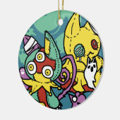 Paw-sitively Frightful | Monstrous Cats Halloween Keramik Ornament (Links)