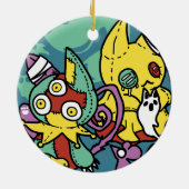 Paw-sitively Frightful | Monstrous Cats Halloween Keramik Ornament (Hinten)