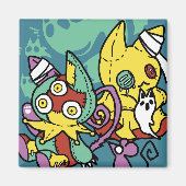 Paw-sitively Frightful | Monstrous Cats Halloween Magnet (Vorne)