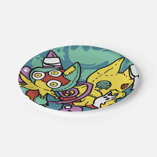 Paw-sitively Frightful | Monstrous Cats Halloween Pappteller (Schrägansicht)