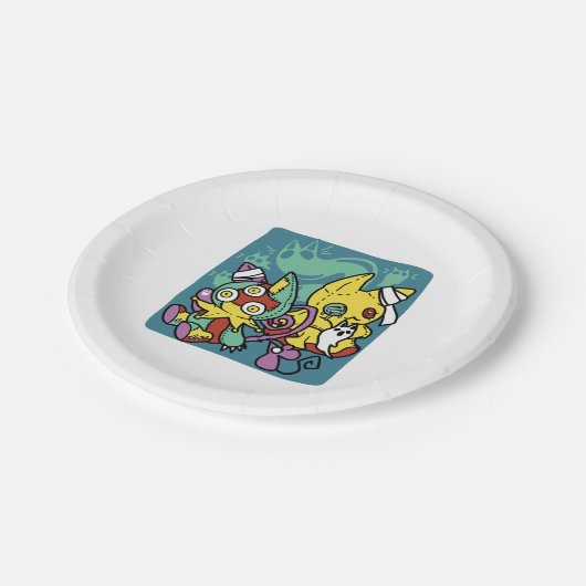 Paw-sitively Frightful | Monstrous Cats Halloween Pappteller (Schrägansicht)