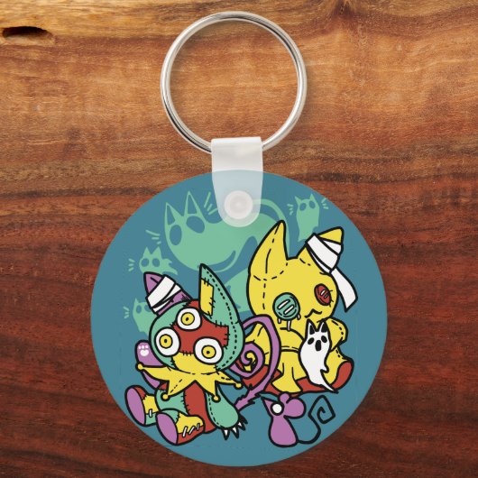 Paw-sitively Frightful | Monstrous Cats Halloween Schlüsselanhänger (Rückseite)