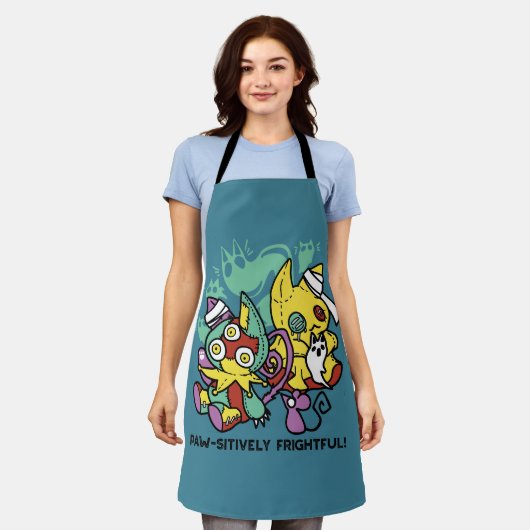 Paw-sitively Frightful | Monstrous Cats Halloween  Schürze (Getragen)
