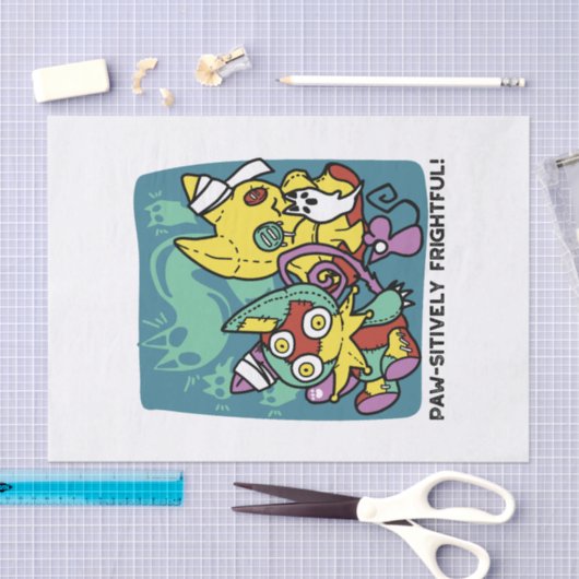 Paw-sitively Frightful | Monstrous Cats Halloween  Seidenpapier (Handwerk)