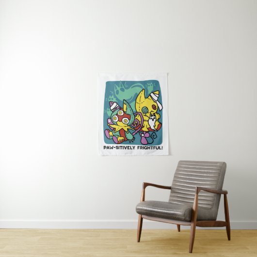 Paw-sitively Frightful | Monstrous Cats Halloween Wandteppich (Beispiel)