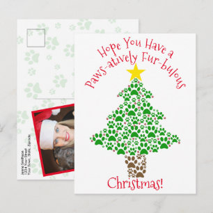 Paw-sitiver Weihnachts-Pfotenabdruck-Foto Feiertagspostkarte