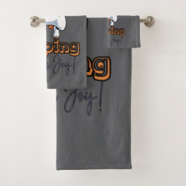 Paw-some Jump | Happy Bulldog Art Badhandtuch Set