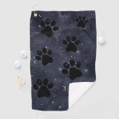 Paw Stars Moon Blue Watercolor Golfhandtuch (Insitu)