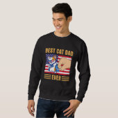 Paw Touching Hand US Flag America Best Cat Dad Eve Sweatshirt (Vorne ganz)