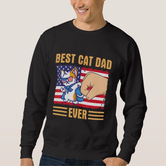 Paw Touching Hand US Flag America Best Cat Dad Eve Sweatshirt (Vorderseite)
