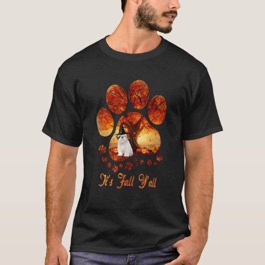 Paw Tree Es ist Herbst Y'all Halloween White Shih  T-Shirt (Vorderseite)