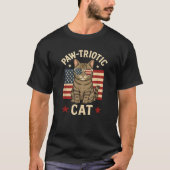 Paw triotic Funny Cat Design 4. Juli USA Flag T-Shirt (Vorderseite)