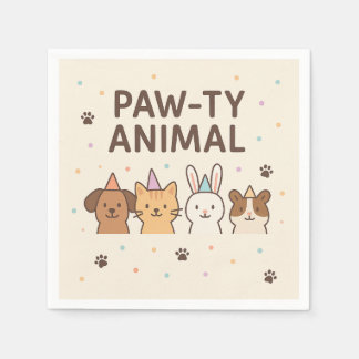 Paw-ty-Animal-Niedliche Geburtstagspartei Serviette