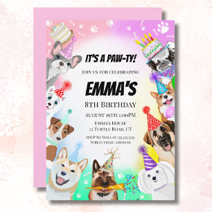 Paw-ty-Hunde mit Kuchengesellschaft Einladung
