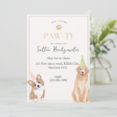 Paw-ty-Mädchen-Geburtstag lädt ein Einladung (Stehend Vorderseite)