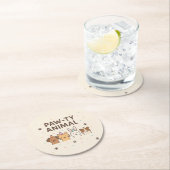 Paw-ty-Tier Niedliche Haustiere Geburtstag Runder Pappuntersetzer (Vor Ort)