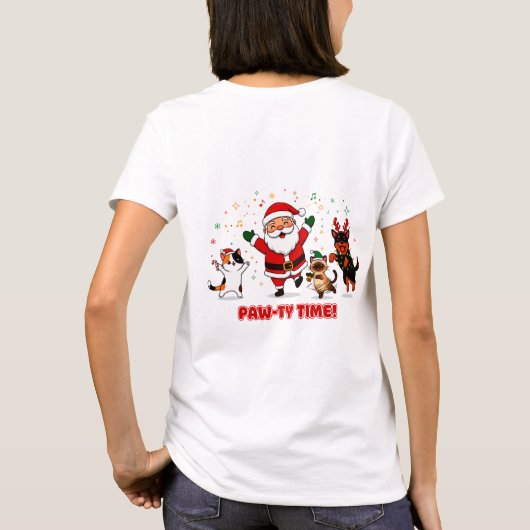 Paw-ty Time: Santa’s Festive Furry Fiesta T-Shirt (Rückseite)