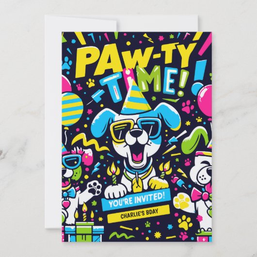Paw-Ty Zeit Einladung (Vorderseite)