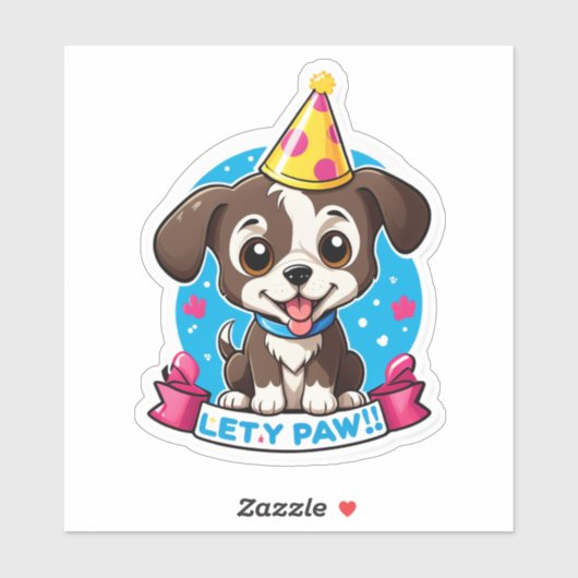 "Paw-ty Zeit!" (Kinder) Aufkleber (Blatt)