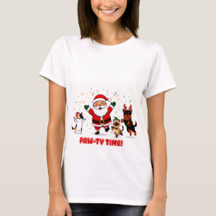 Paw-ty-Zeit: Santas festliche feiernde Fellfreunde T-Shirt