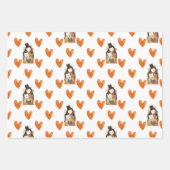 Paw und Herz Muster Funny Cat Lover Geschenkpapier Set (Vorderseite 2)