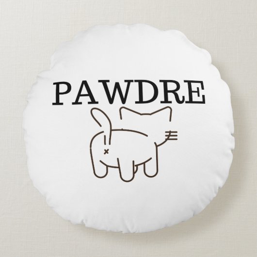 Pawdre Funny Cat Rundes Kissen (Vorderseite)