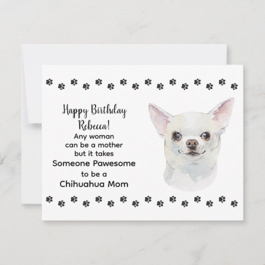Pawesome Best Chihuahua Mama Happy Birthday Karte (Vorderseite)