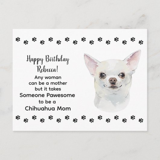 Pawesome Best Chihuahua Mama Happy Birthday Postkarte (Vorderseite)