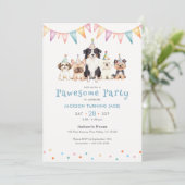 Pawesome Party Hunde Benutzerdefiniertes Alter Jun Einladung (Stehend Vorderseite)