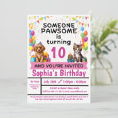 Pawesome Party; Kätzchen und Welpen | Einladung (Stehend Vorderseite)