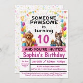 Pawesome Party; Kätzchen und Welpen | Einladung (Vorne/Hinten)