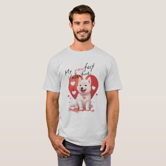 Pawfect Valentine - Adorable White Jindo Puppy T-Shirt (Vorne ganz)
