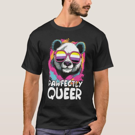 Pawfectly Queer Panda With Sunglasses Non Binary T-Shirt (Vorderseite)