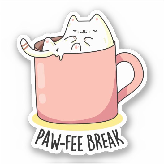 Pawfee Break Funny Cat Kaffee Pub Aufkleber (Vorderseite)