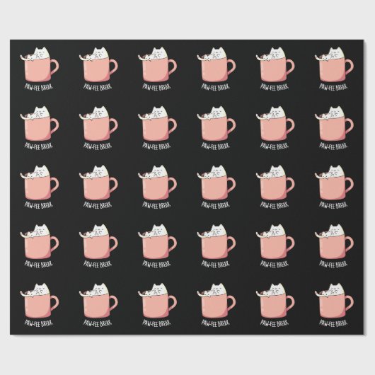 Pawfee Break Funny Cat Kaffee Pub Dark BG Geschenkpapier (Flach)