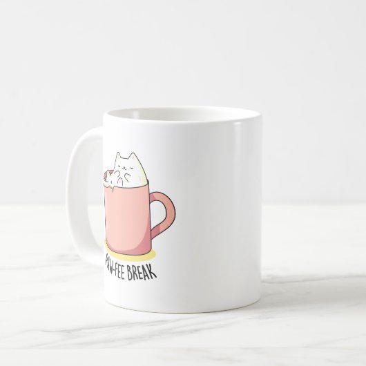Pawfee Break Funny Cat Kaffee Pub Kaffeetasse (Vorderseite Links)