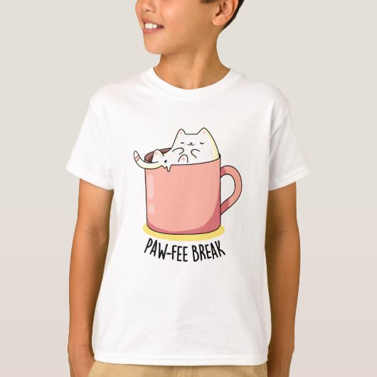 Pawfee Break Funny Cat Kaffee Pub T-Shirt (Vorderseite)