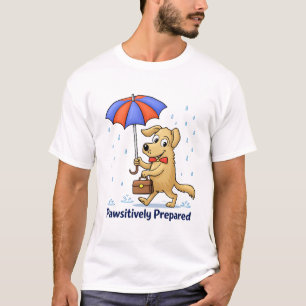 Pawfekt vorbereitet – Süßer Hund mit Regenschirm T-Shirt