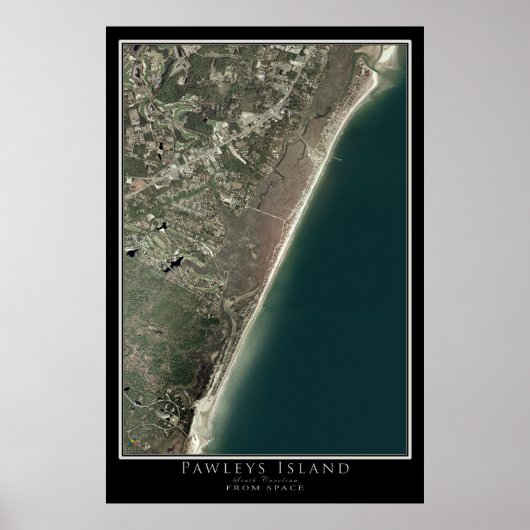 Pawley Island South Carolina Satellite Poster Kart (Vorne)