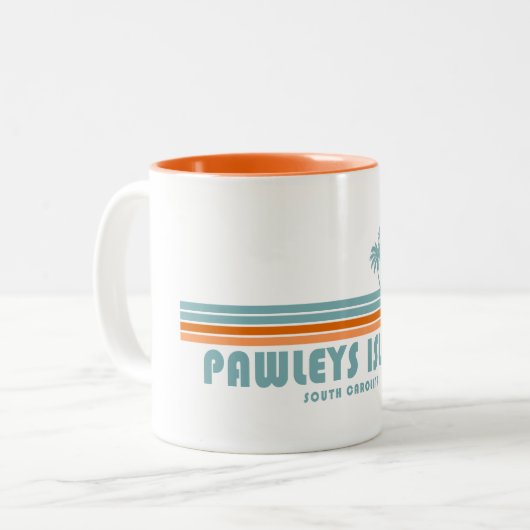 Pawleys Island South Carolina Sun Palm Trees Zweifarbige Tasse (Vorderseite Links)