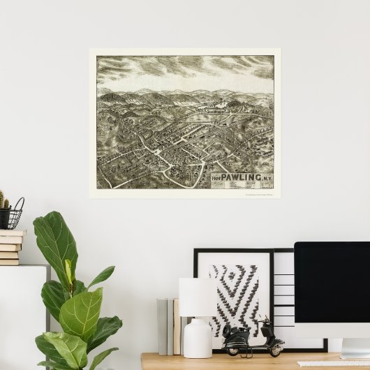 Pawling, NY Panoramic Map - 1909 Poster (Heimbüro)