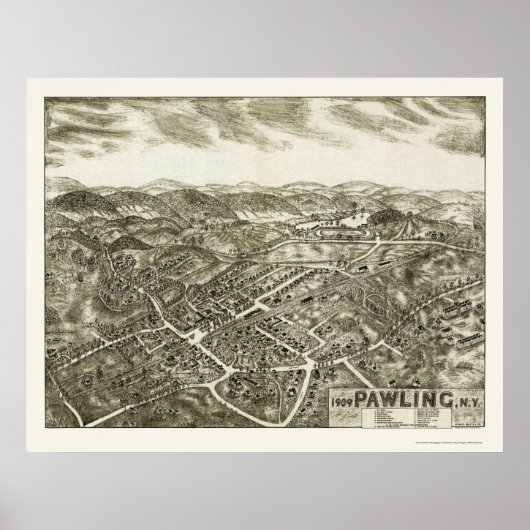 Pawling, NY Panoramic Map - 1909 Poster (Vorne)