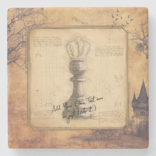 Pawn King / Queen Vintage Schachspende Steinuntersetzer