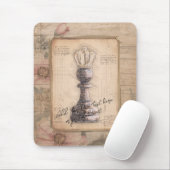 "Pawn King / Queen" Vintages Blumenschachgeschenk Mousepad (Mit Mouse)
